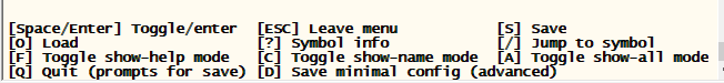 Menuconfig 命令帮助栏