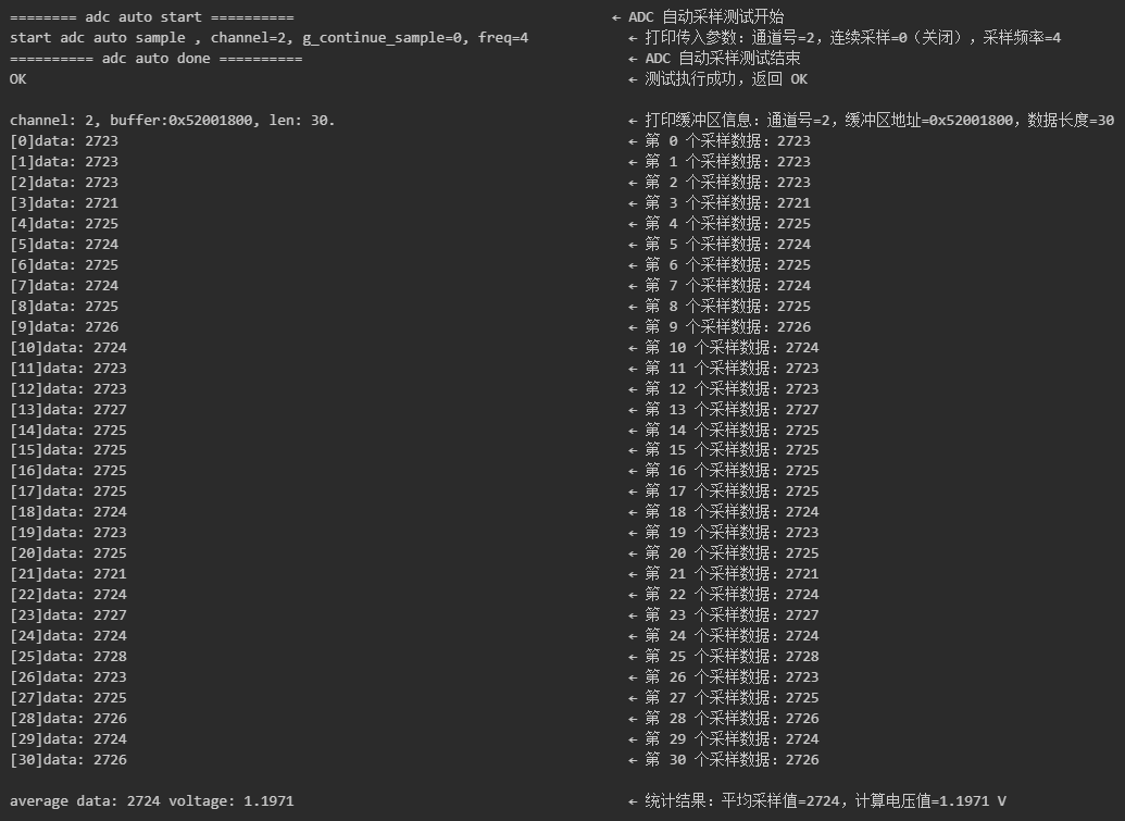 ADC 启动自动扫描（AT+STARTADCDEMOAUTO）