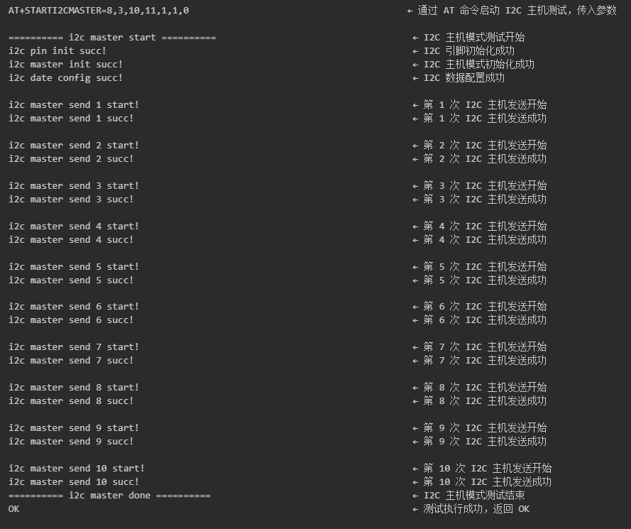 I2C 主设备发送（AT+STARTI2CMASTER）
